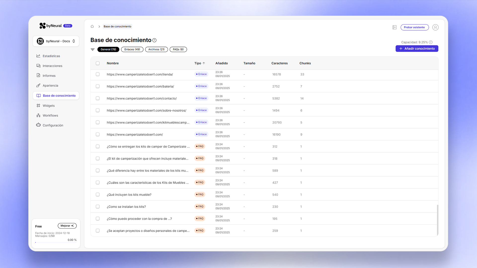 Base de conocimientos